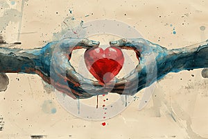 Heart in hands: gesture of connection Love symbol: hands unite heart