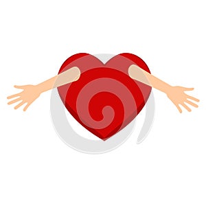 heart with hands hug symbol love and care