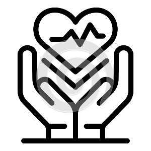 Heart in the hands icon, outline style