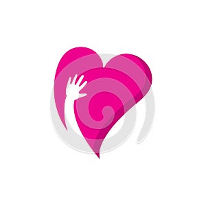 heart hands logo vector for healthy care icon illustration