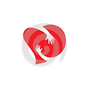 heart hands logo vector  icon illustration