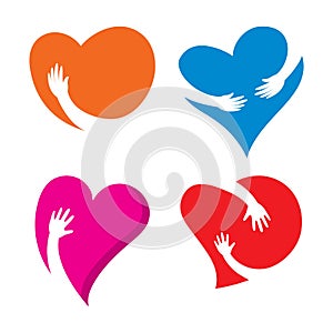 heart hands logo vector icon illustration