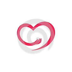 heart hands logo vector icon illustration