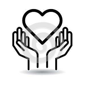 Heart in hands icon