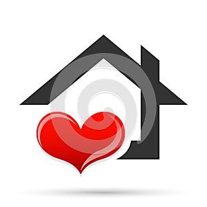 Heart happy family home house love union compassion concept icon logo element vector on white background