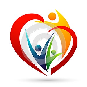 Heart happy family home house love union compassion concept icon logo element vector on white background