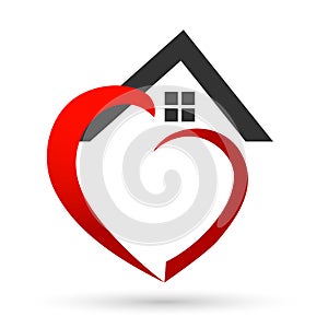 Heart happy family home house love union compassion concept icon logo element vector on white background