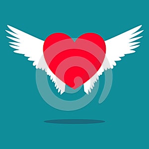 The heart has wings that can fly. The concept of freedom in life and love Vector