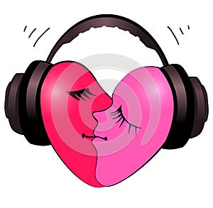 Heart with headphones