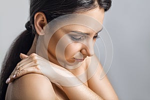 Heart Health Care. Closeup Of Young Woman Feeling Strong Pain In