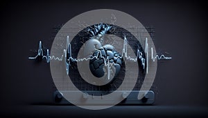 Heart health care technology concept with medical icons. AI Generative