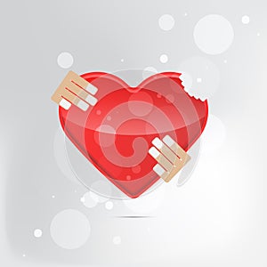 A heart health concept - red heart