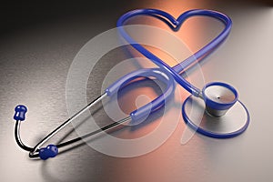 Heart health concept represented with a heart shaped stethoscope