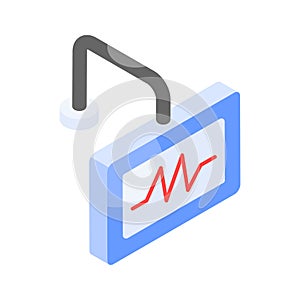 Heart health palpitation monitoring, icon of ecg monitor in isometric design photo