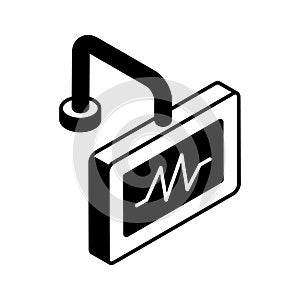 Heart health palpitation monitoring, icon of ecg monitor in isometric design photo