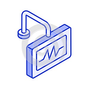 Heart health palpitation monitoring, icon of ecg monitor in isometric design photo