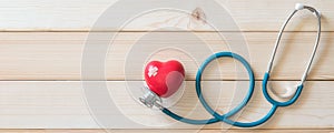 Heart health problem, coronary artery heart defects and cardiac disease health care service with medical doctor stethoscope