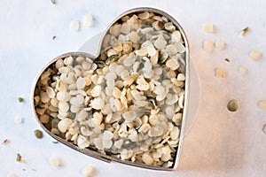 Hemp Seed Hearts in a Heart Shape