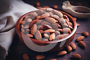 Heart-healthy Oatmeal almonds bowl natural. Generate Ai