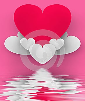 Heart On Heart Clouds Displays Romantic Heaven Or In Love Sensation