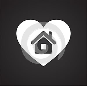 Heart home icon on black background for graphic and web design, Modern simple vector sign. Internet concept. Trendy symbol for