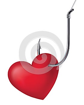 Heart on the hook. Vector illustration