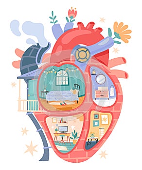 Heart house. Vector concept