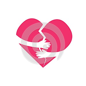 Heart with hugs, vector illustration
