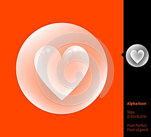 Heart icon alpha icon - vector illustrations for branding, web design, presentation, logo, banners. Transparent gradient icon on