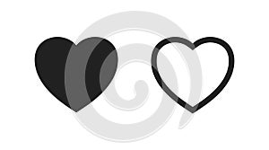 Heart icon. Black heart shape isolated on white background. Graphic design wedding celebration. Romantic prints. Cute simple frame