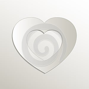 Heart icon, card paper 3D natural