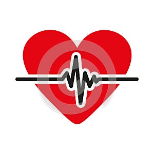 The heart icon. Cardiology and cardiogram, ecg, cardio symbol. Flat