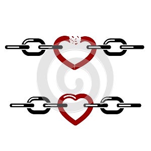 Heart icon between chain links