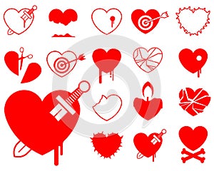 Heart icon collection - blood/violence