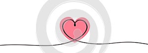 Heart icon continuous one line drawing minimalism concept of love