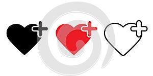 Heart icon with cross simple design.