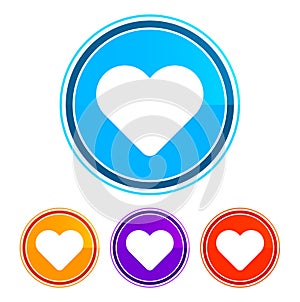 Heart icon flat design round buttons set illustration design