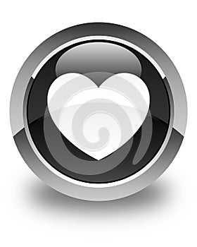 Heart icon glossy black round button