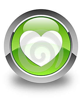 Heart icon glossy green round button