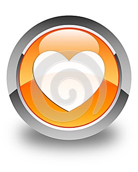 Heart icon glossy orange round button