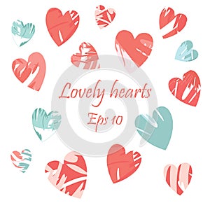 Heart icon, love logo. Love icon sign. pink, blue, painted hearts for holiday design, advertising, sales, parties.Eps 10