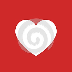 Heart icon. Love symbol, modern minimal flat design style. Vector illustration isolated on red background