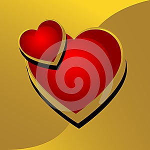 Heart icon sign symbol isolated gold background