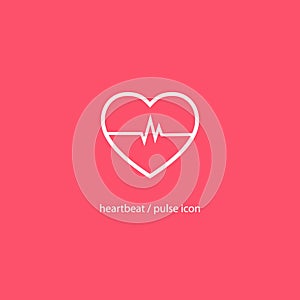 Heart icon stylized cardiogram. Hearbeat and pulse icon.