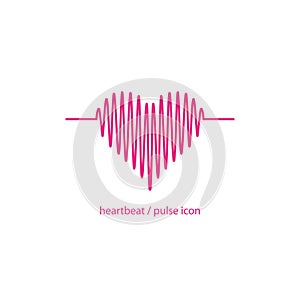 Heart icon stylized cardiogram. Hearbeat and pulse icon.