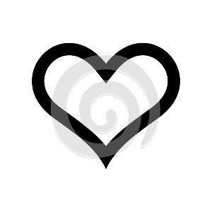 Heart icon. Symbol of love and Saint Valentines Day. Simple flat black thick outline vector shape