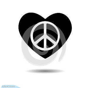 Heart icon. Symbol of love. Valentine. Pacific. Graphic web design, logo. Black coal. Vector. Lot of soot. Shadow. Disarmament. Re
