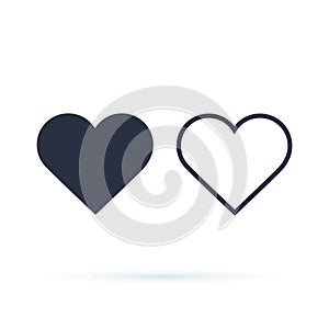 Heart Icon Vector. Outline and full hearts. Love symbol. photo