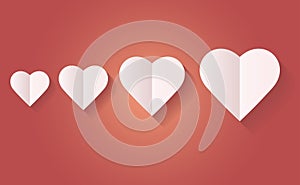 A heart icon, White heart on the red background