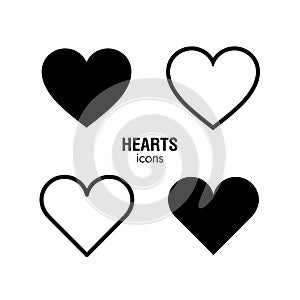 Heart icons black and white